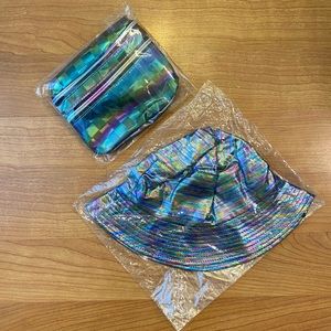 Trippy Metallic Bucket Hat & Fanny Pack Set
